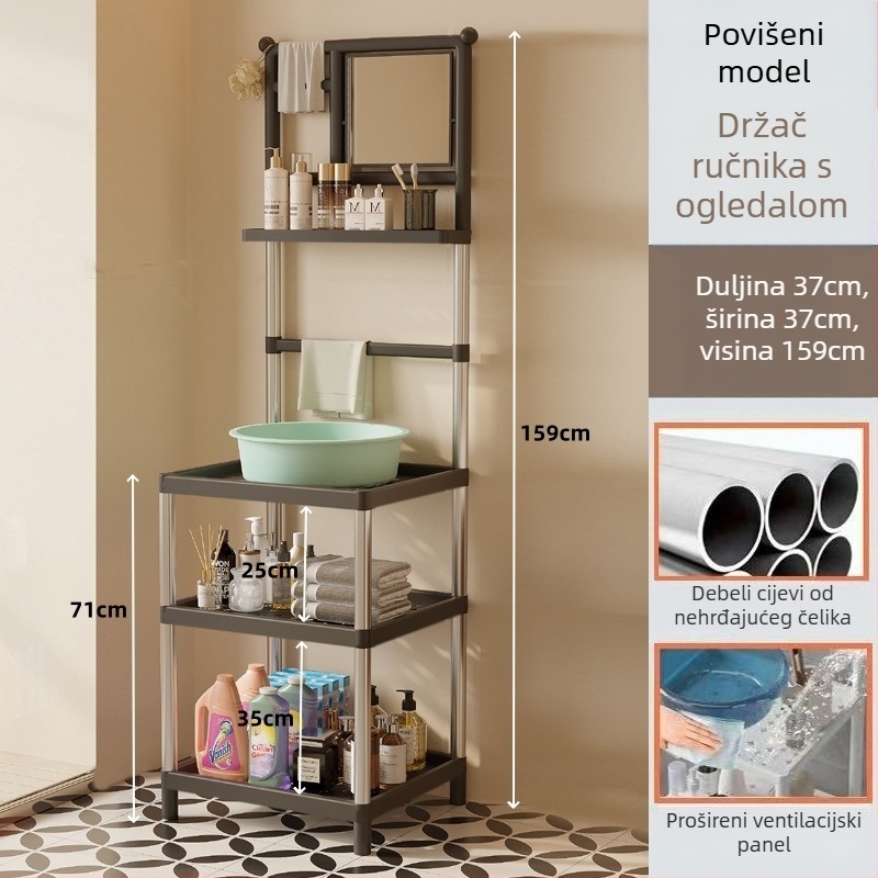 3-etažni plastični stalak za umivaonik u modernom minimalističkom stilu