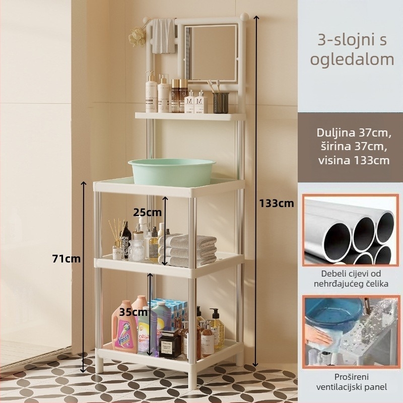 3-etažni plastični stalak za umivaonik u modernom minimalističkom stilu