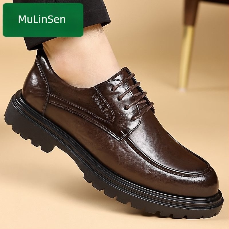 Mulinsen muške formalne kožne cipele — gornji dio od mikrovlaknaste kože, kožni vrh prsta, gumeni đon, nizak profil, otporne na habanje