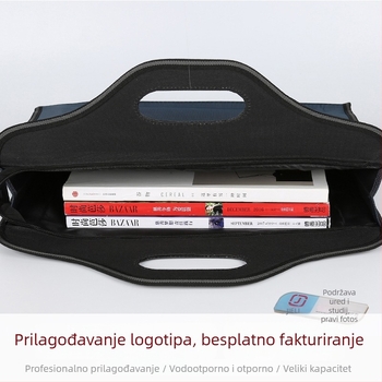 A4 torba za dokumente od Oxford platna sa zipom, za poslovne sastanke, nagibni dizajn, tisak logotipa