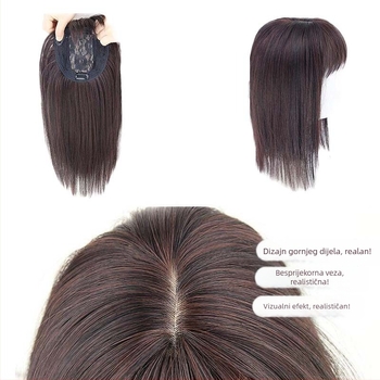 Dio kose za žene, bezšivni dio na vrhu glave, termički otporne sintetičke ravne vlasi, dodaje volumen