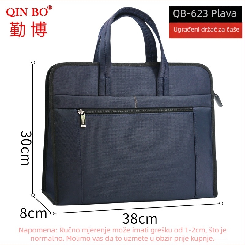 Torba za dokumente – velika kapaciteta, vodootporna, konferencijska torba s zatvaračem (Brand: Qin Bo; Materijal: Oxford platno; Stil: Zip; Oblik: Pravokutnik)