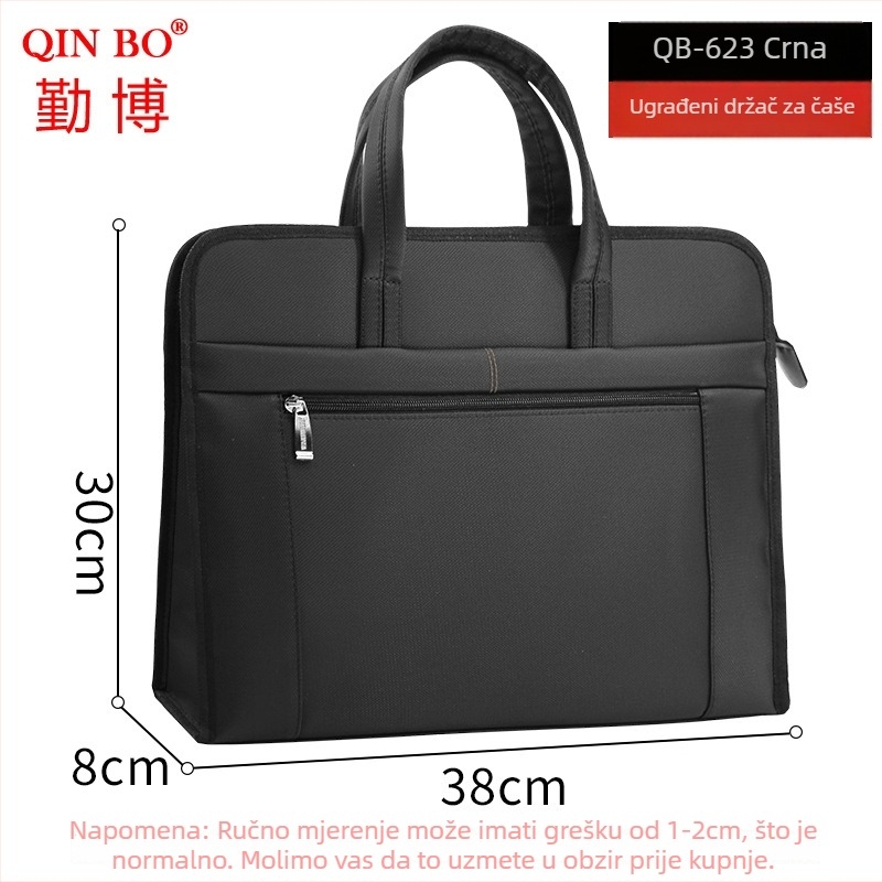 Torba za dokumente – velika kapaciteta, vodootporna, konferencijska torba s zatvaračem (Brand: Qin Bo; Materijal: Oxford platno; Stil: Zip; Oblik: Pravokutnik)