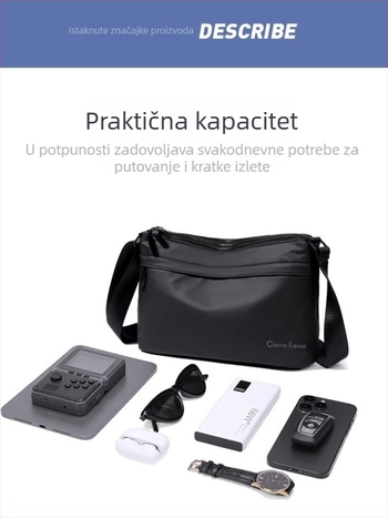Muška torba preko ramena Couve Kaose, Oxford tkanina s najlonskom podlogom, 10-inčni prijenosnik, za poslovna putovanja