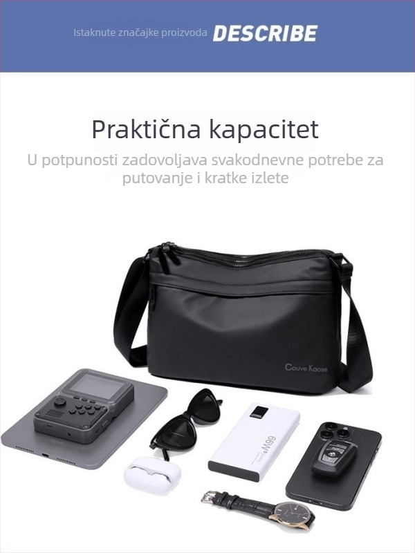 Muška torba preko ramena Couve Kaose, Oxford tkanina s najlonskom podlogom, 10-inčni prijenosnik, za poslovna putovanja