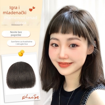 Perika s bangs na obrvama, prirodno čelo, anime-stil bangs, pravi ljudski kos, bešavna konstrukcija