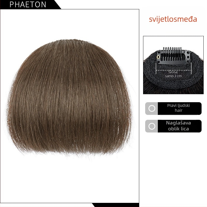 Perika s bangs na obrvama, prirodno čelo, anime-stil bangs, pravi ljudski kos, bešavna konstrukcija