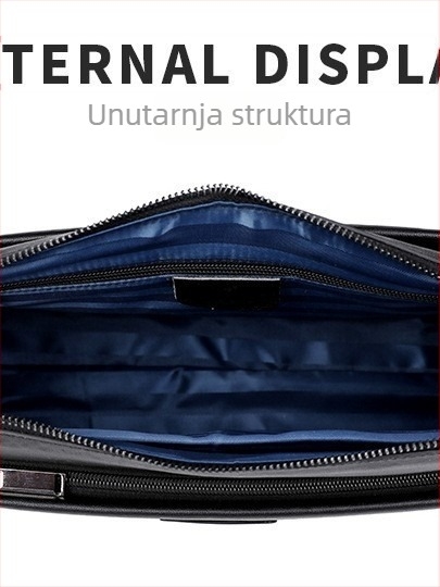 Muška kožna torba preko ramena od prave kože, gornji sloj teleće kože, jednofarbna, poliester podstava, proljeće 2024