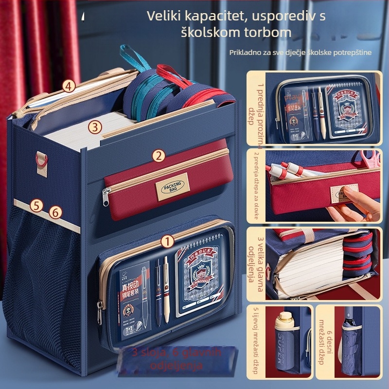 Školska torba, višenamjenska sa zatvaračem, Oxford materijal, za učenike osnovne škole