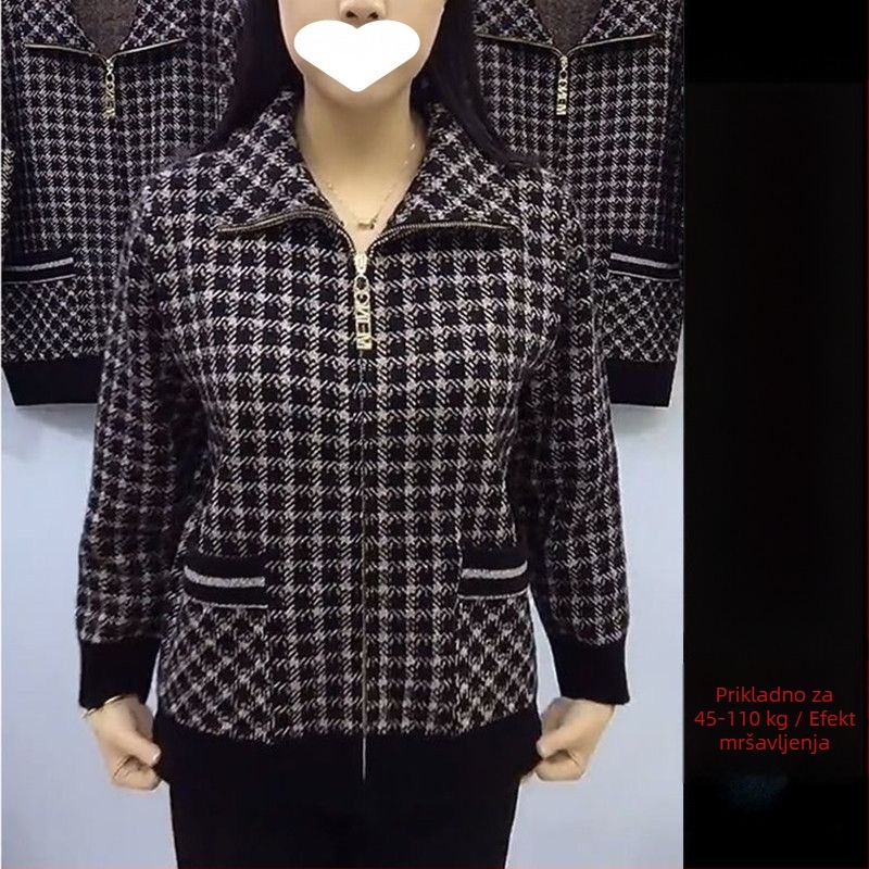 Ženski zimski kaput sa zipom za srednju dob, kompozitna tkanina 95%+, gradski stil