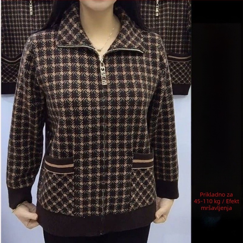 Ženski zimski kaput sa zipom za srednju dob, kompozitna tkanina 95%+, gradski stil