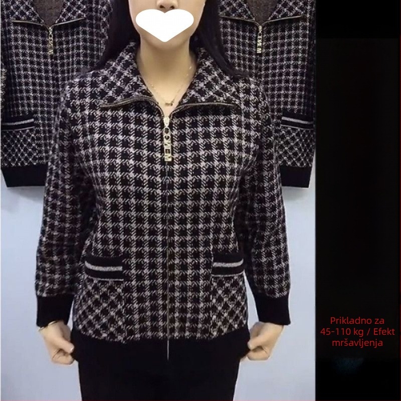 Ženski zimski kaput sa zipom za srednju dob, kompozitna tkanina 95%+, gradski stil