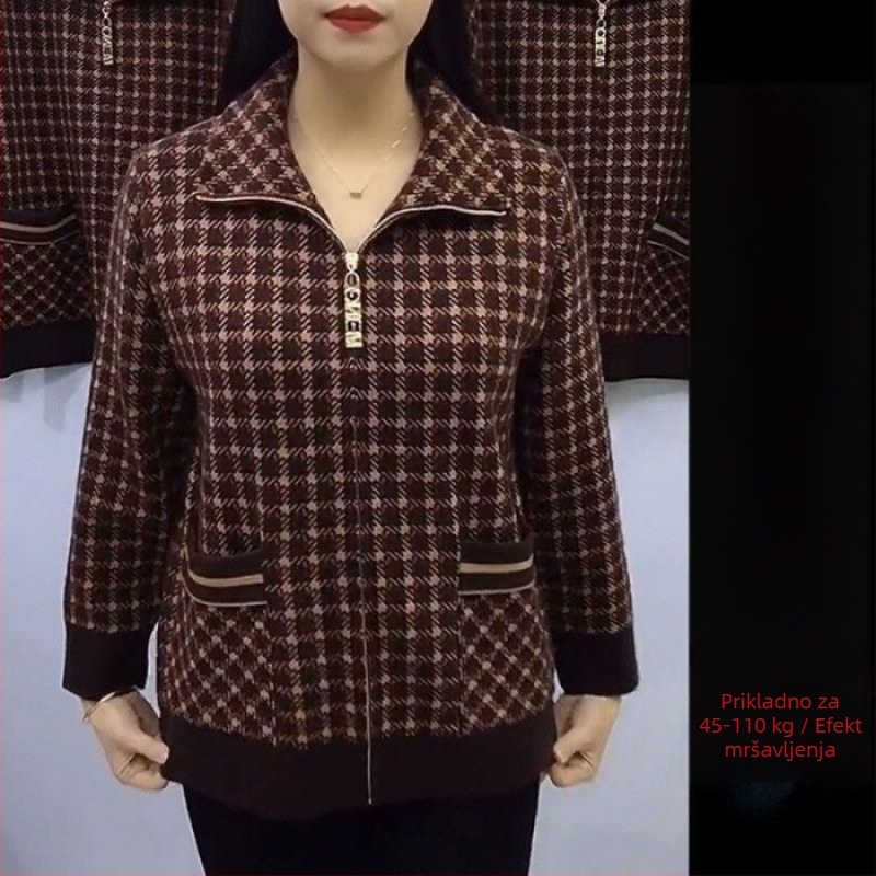 Ženski zimski kaput sa zipom za srednju dob, kompozitna tkanina 95%+, gradski stil