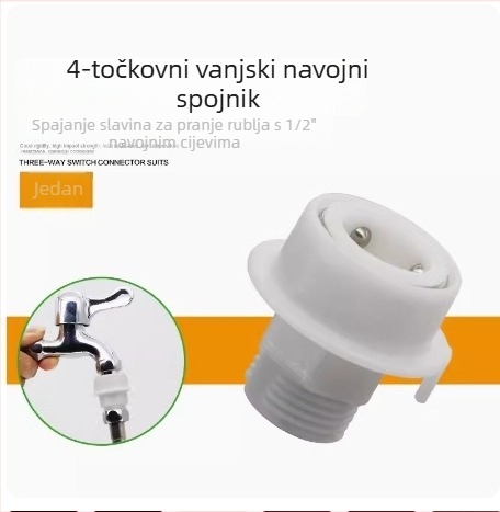 Bakarni troputni kutni ventil za distribuciju vode, ulaz 1, izlaz 2, spoj s četiri točke, 100°C, galvanizirani površinski premaz, okretna instalacija