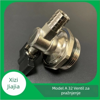Bakrena ventila za podno grijanje za odvod i distribuciju vode s kapom, 6 otvora, priključak 1 in, niklirani završni sloj, navoj