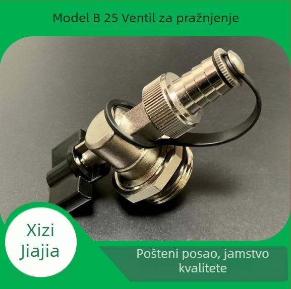 Bakrena ventila za podno grijanje za odvod i distribuciju vode s kapom, 6 otvora, priključak 1 in, niklirani završni sloj, navoj