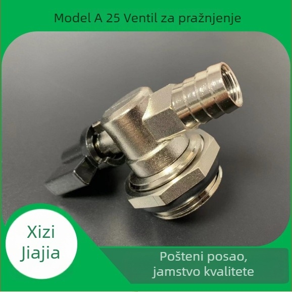 Bakrena ventila za podno grijanje za odvod i distribuciju vode s kapom, 6 otvora, priključak 1 in, niklirani završni sloj, navoj