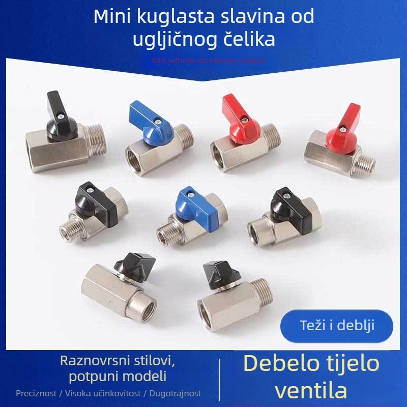 Kugličasti ventil od karbonskog čelika, šesterokutni spoj, ručno upravljanje, čvrsta konstrukcija, za vodu