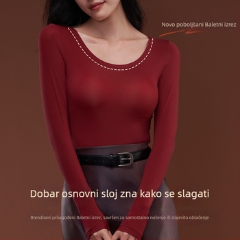 Ženski najlon bazni sloj set, ultra-tanki 81-100 g/m², okrugli izrez, dugi rukavi, hlače, zadržava toplinu