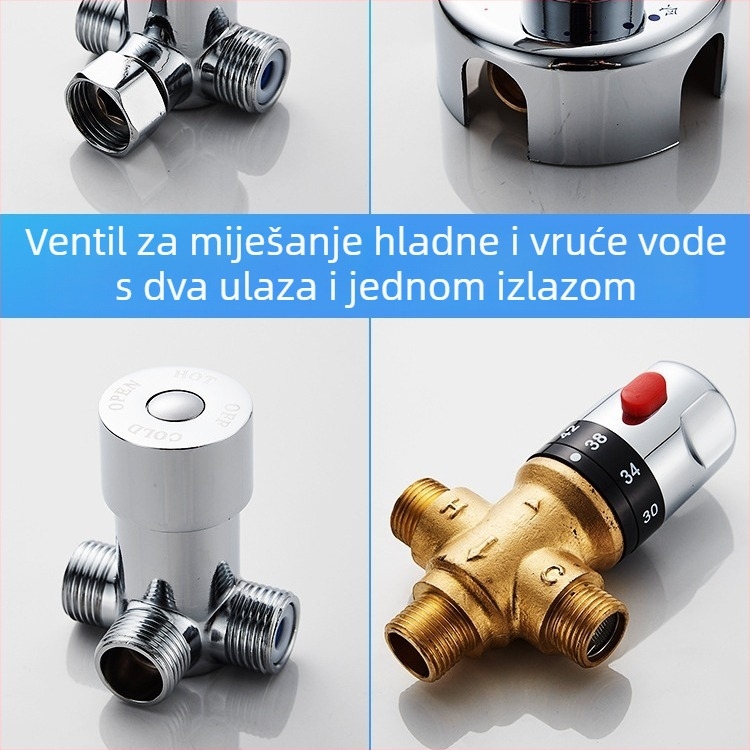 Bakarni troputni kutni ventil s miješanjem vruće/hladne vode, provjerni ventil, spiralna montaža, model 001, King Guard