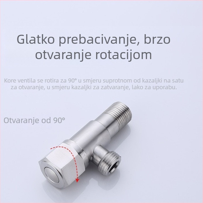 Kuhinjski faucet s toplom i hladnom vodom, ventil za zatvaranje i kutni ventil, model 81607, bakar, navojni priključak, unutarnji promjer 4 mm, neto težina 184 g