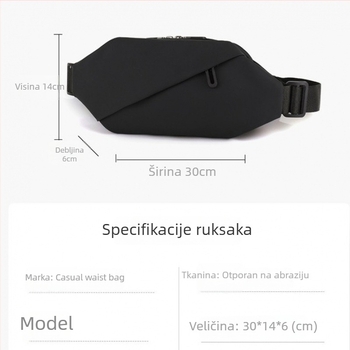 Muška torba za prsa, gradska jednostavnost, filmski materijal, prozračna podstava od poliestera, šifra proizvoda 7110