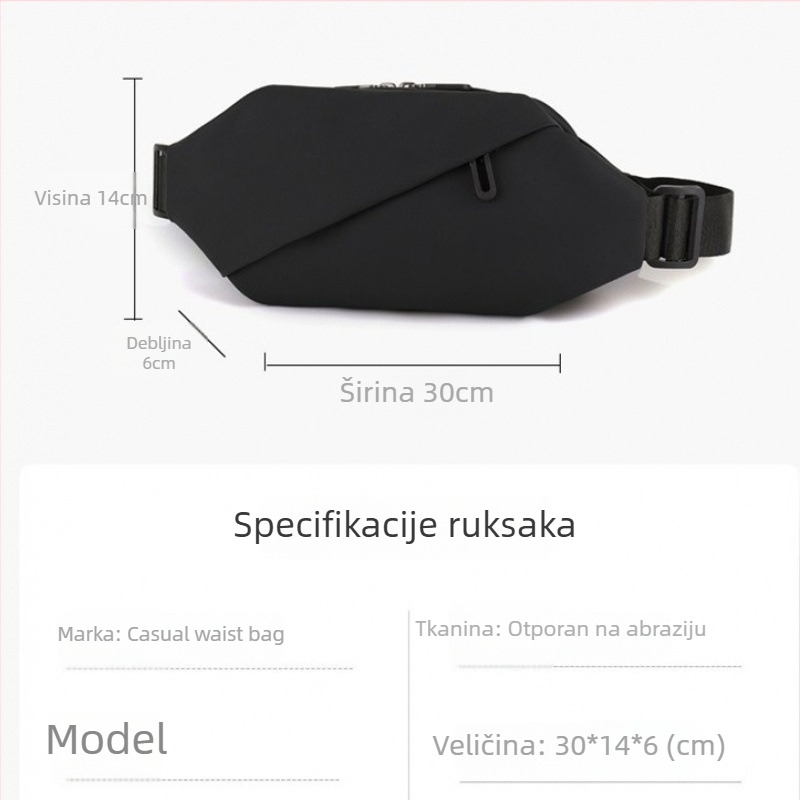 Muška torba za prsa, gradska jednostavnost, filmski materijal, prozračna podstava od poliestera, šifra proizvoda 7110