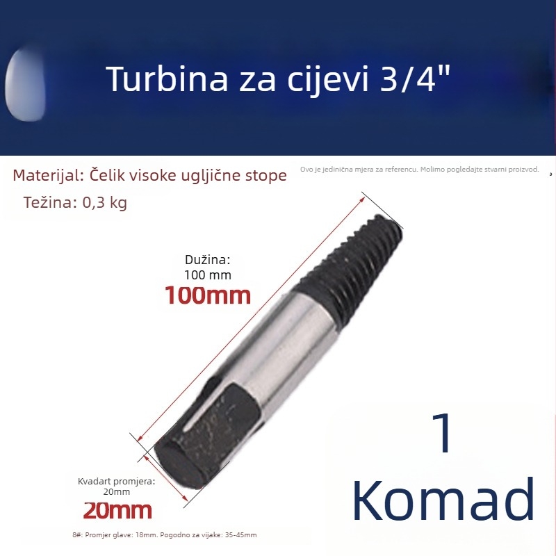 Konusni ekstraktor za slomljene vijčice na slavine i ventile – alat s obrnuti navojem