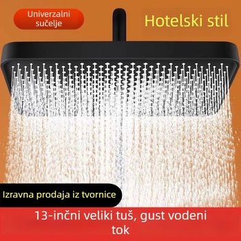 Set tuš glave s gornjim prskanjem – ABS, kišna funkcija, navojna montaža, kvadratni model gornje tryske