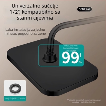 Set tuš glave s gornjim prskanjem – ABS, kišna funkcija, navojna montaža, kvadratni model gornje tryske