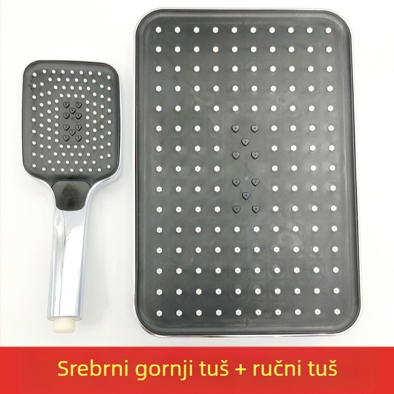 Set tuš glave s gornjim prskanjem – ABS, kišna funkcija, navojna montaža, kvadratni model gornje tryske