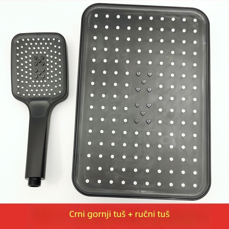Set tuš glave s gornjim prskanjem – ABS, kišna funkcija, navojna montaža, kvadratni model gornje tryske