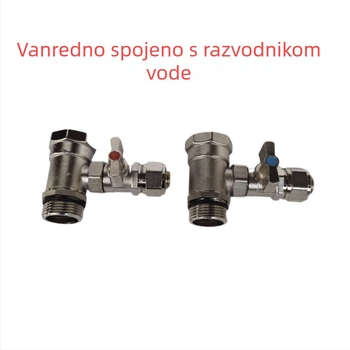 Distribucija za podno grijanje od bakrenog tijela s nikl pločom, zidna montaža, radna temperatura 0–100°C, glavni priključci 4/6 portova (0–100°C; 4/6 portova)