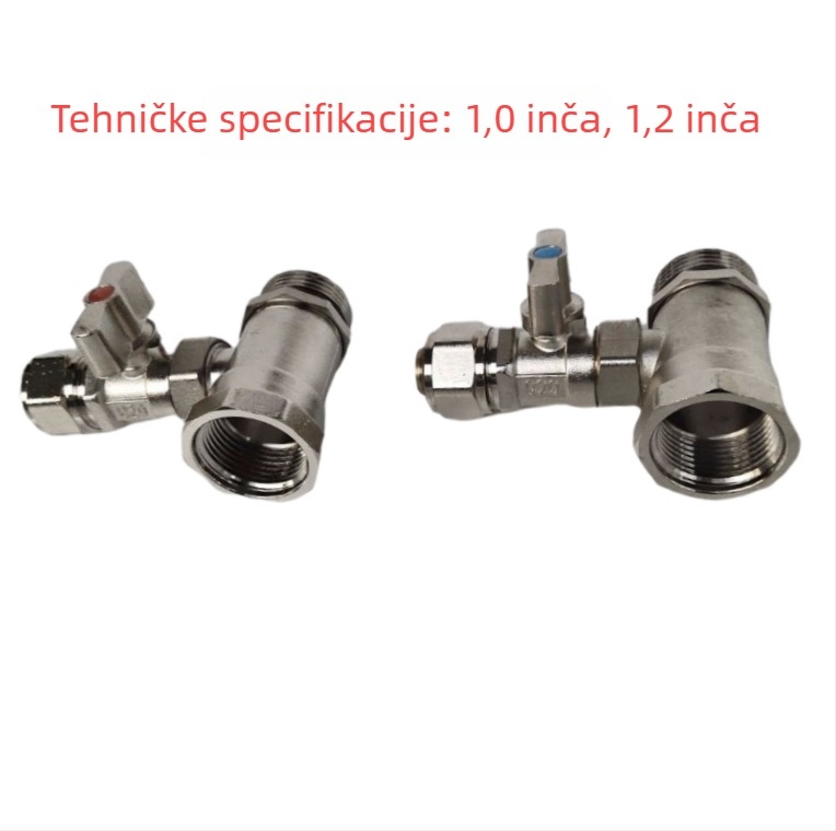 Distribucija za podno grijanje od bakrenog tijela s nikl pločom, zidna montaža, radna temperatura 0–100°C, glavni priključci 4/6 portova (0–100°C; 4/6 portova)