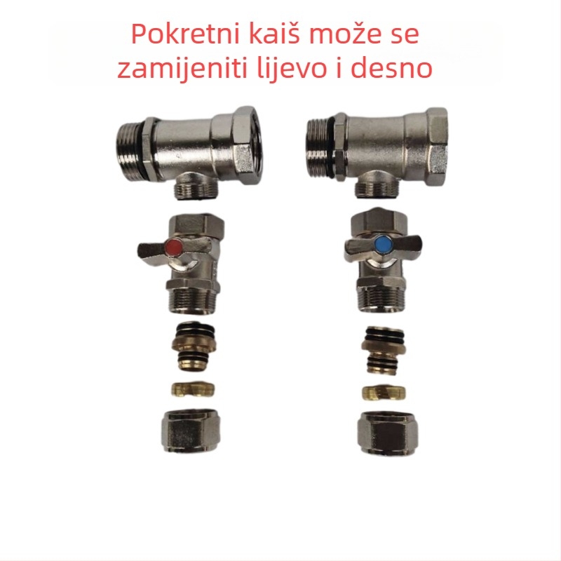 Distribucija za podno grijanje od bakrenog tijela s nikl pločom, zidna montaža, radna temperatura 0–100°C, glavni priključci 4/6 portova (0–100°C; 4/6 portova)