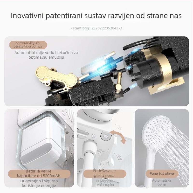 Youpeng inteligentni tuš uređaj s automatskim generiranjem mjehurića za kupanje, ABS materijal, tehnologija prskanja, stil laganog luksuza