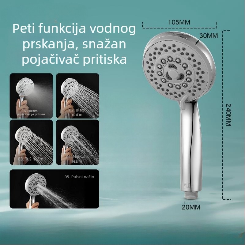Ručna tuš glava, model 8479#, ABS, funkcije: raspršivanje, masaža, kiša, radna temperatura 0–90 °C