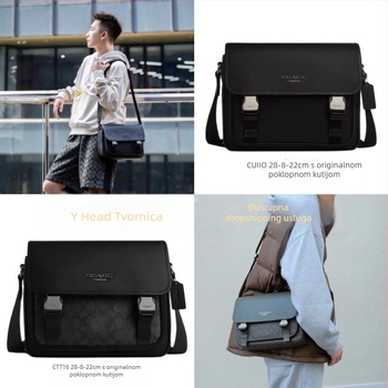 Muška kožna crossbody torba za poslovnu upotrebu, velika kapaciteta, vrhunska teleća koža, pogodno za 8-inčni laptop