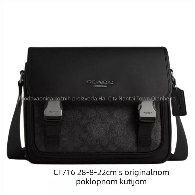 Muška kožna crossbody torba za poslovnu upotrebu, velika kapaciteta, vrhunska teleća koža, pogodno za 8-inčni laptop