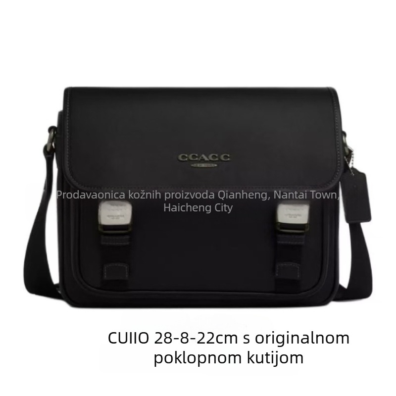 Muška kožna crossbody torba za poslovnu upotrebu, velika kapaciteta, vrhunska teleća koža, pogodno za 8-inčni laptop