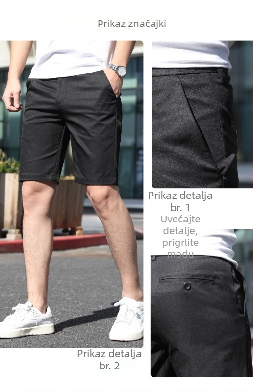 Muške šorceve u stilu odijela, do koljena, srednja struka, prozračni poliester blend
