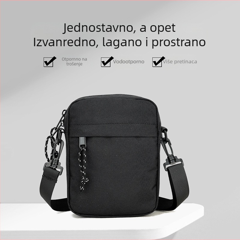 Muška torba za rame - ulični stil, poliesterska, podstava od najlona, vodootporna, ultra lagana, prozračna