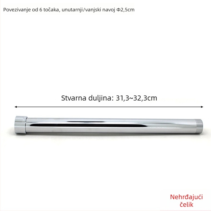 Proširena tuš cijev, model 6-točkovni, iz mesinga ili nehrđajućeg čelika, vertikalna ugradnja, elektroplakirani završni sloj, radna temperatura 90°C
