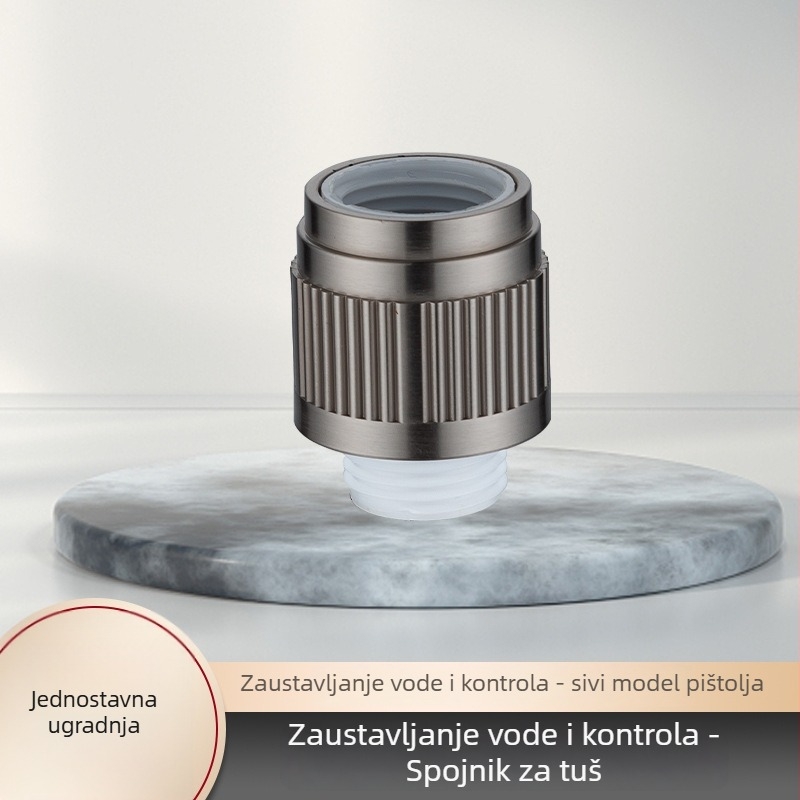 Ručna tuš glava s jednim dodirom zaustavljanja vode, brzi priključak za crijevo, okretni montažni, model ZC-16800358, PP, 100°C, 50 MPa