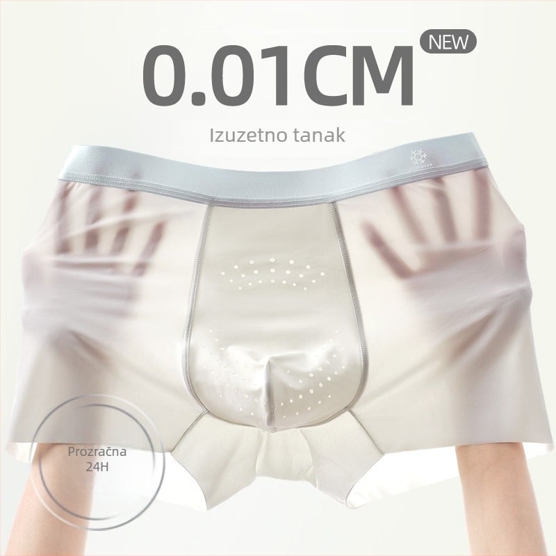 Muške antibakterijske bokserice od ice silk, prozračne i brzo se suše, najlon pletivo, srednji struk, podstava prepona od regenerirane celuloze vlakana