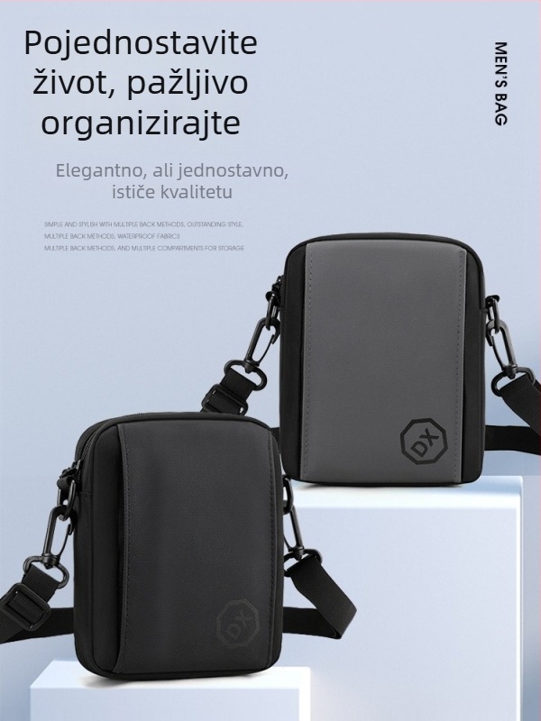 Muška torba preko ramena od najlona, urbanog jednostavnog stila, vodootporna i ultralagana, podstava od najlona.