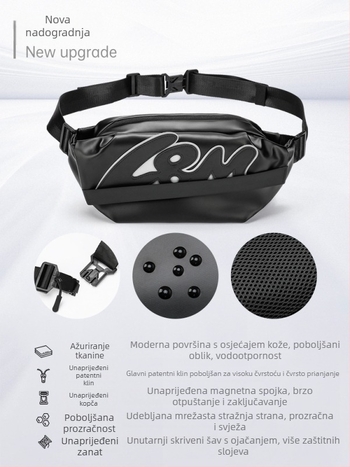Muška torbica za prsa, ulični stil crossbody, Oxford platno, za 9-inčni prijenosnik, vodootporna