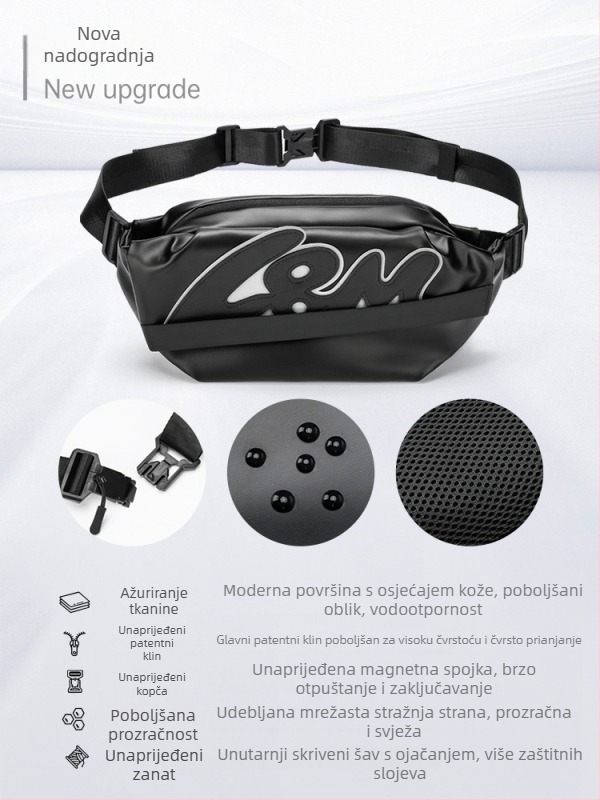 Muška torbica za prsa, ulični stil crossbody, Oxford platno, za 9-inčni prijenosnik, vodootporna