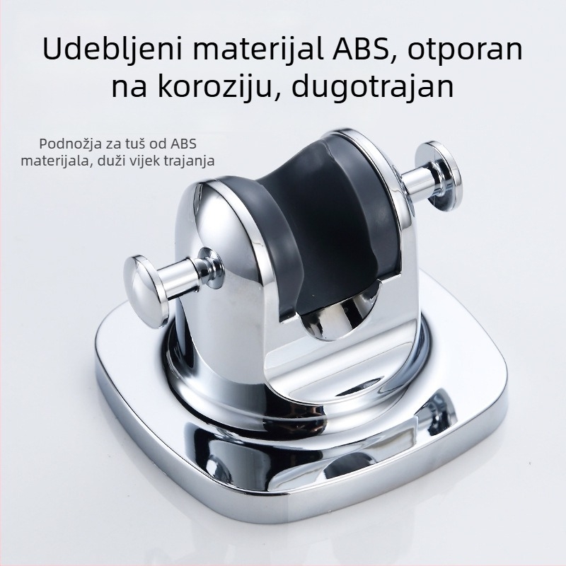 Držač za tuš glavu - bez bušenja, zidni držač, ABS materijal, injekcijsko oblikovanje, model dvostruki kuka bez čavlića