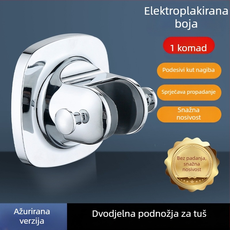 Držač za tuš glavu - bez bušenja, zidni držač, ABS materijal, injekcijsko oblikovanje, model dvostruki kuka bez čavlića